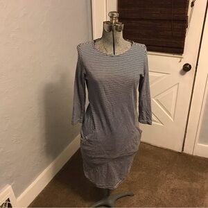 Betabrand Navy Blue White Striped Jersey Knit Dress Size S